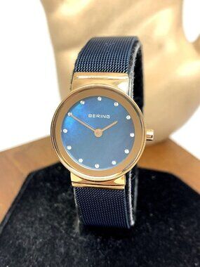 Bering Women's Watch 10126-367 Quartz Blue Mother of Pearl Dial 25mm Mesh Band